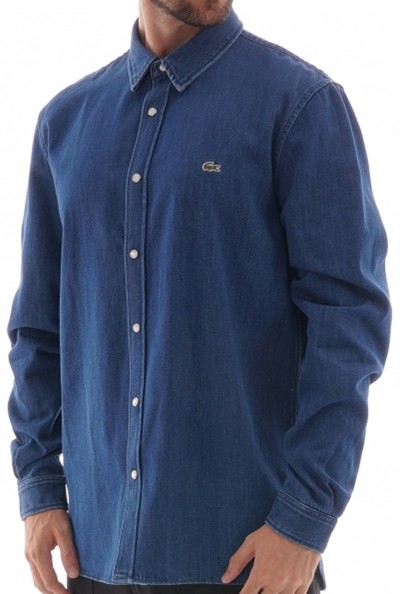 lacoste blue long sleeve shirt